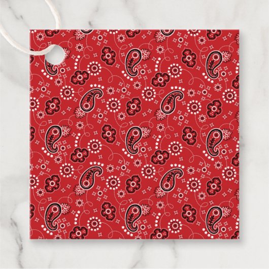 Red Bandana Western Cowboy Ranch Adventure Fun Bedankjes Labels (Voorkant)