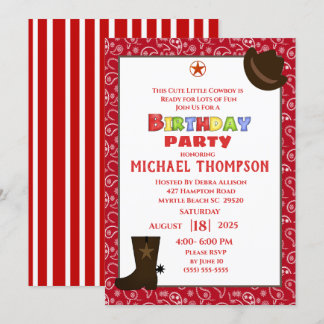 Red Bandana Westerne Cowboy Birthday Kaart