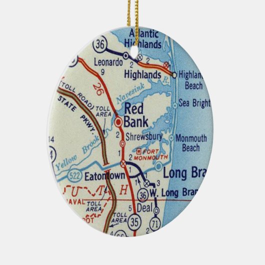 Red Bank NJ Map Keramisch Ornament (Rechts)