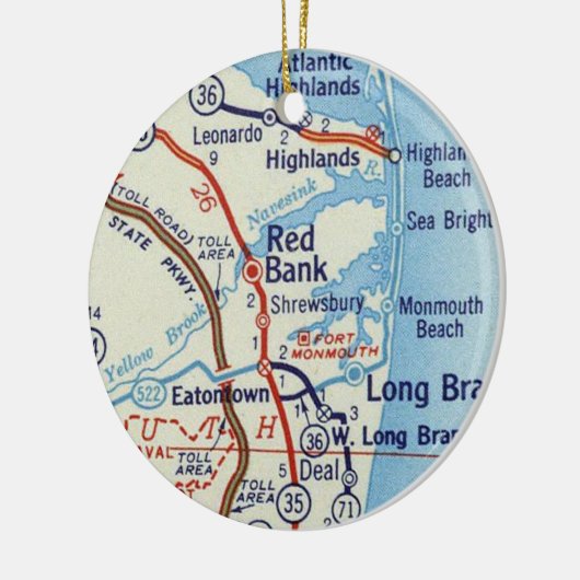 Red Bank NJ  Map Keramisch Ornament (Links)