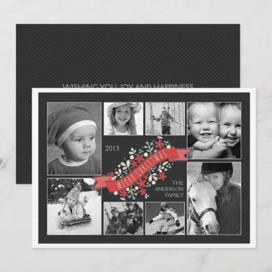 Red Banner Merry 8-fotokaart Feestdagenkaart (Voorkant / Achterkant)