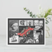 Red Banner Merry 8-fotokaart Feestdagenkaart (Staand voorkant)