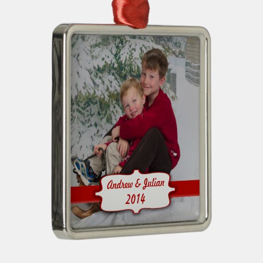 Red Banner Photo Ornament (Rechts)