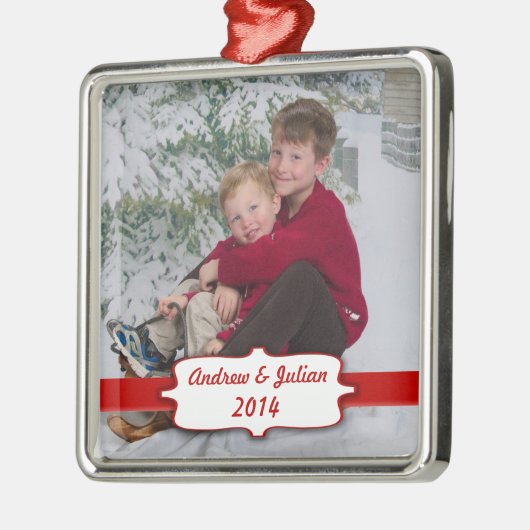 Red Banner Photo Ornament (Links)