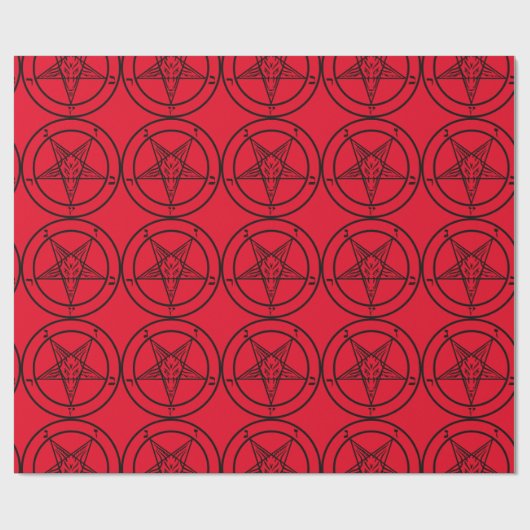 Red Baphomet Pentagram Satanic Cadeaupapier (Vlak)