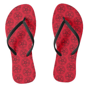 Red Baphomet Pentagram Satanic Teenslippers