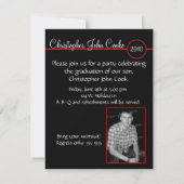 Red Bar Monogram Fotouitnodiging Kaart (Achterkant)