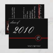 Red Bar Monogram Fotouitnodiging Kaart (Voorkant / Achterkant)