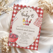 Red Barbecue Baby-Q Baby shower Uitnodiging
