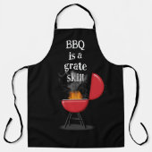 Red Barbecue Grill On Fire With Fun Text Schort (Voorkant)