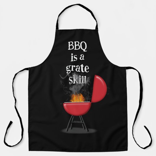 Red Barbecue Grill On Fire With Fun Text Schort (Voorkant)