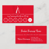 Red Barber Coiffure Hairdresser Discount Loyalty Visitekaartje (Voorkant / Achterkant)