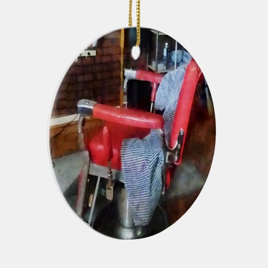 Red Barber Stoel Keramisch Ornament (Rechts)