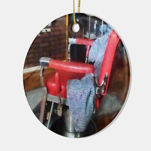 Red Barber Stoel Keramisch Ornament (Links)