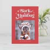Red BARK HUMBUG Funny Dog met kerstmis Feestdagenkaart (Staand voorkant)