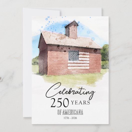 Red Barn 250 jaar Americana 4 juli feest Kaart (Voorkant)