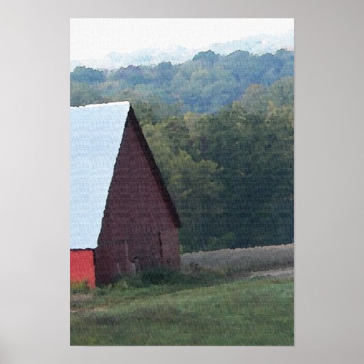 Red Barn Autumn Trees Poster (Voorkant)