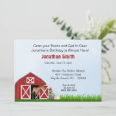 Red Barn Birthday Party Invitation Kaart (Staand voorkant)