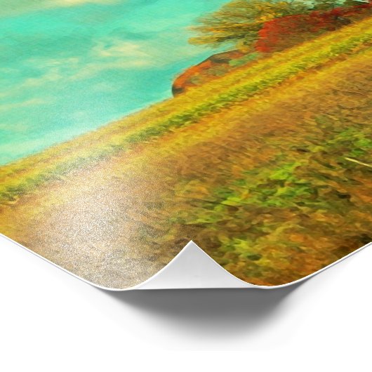 Red Barn Blue Sky Foto Afdruk (Hoek)