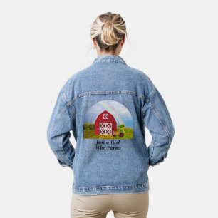 Red Barn Blue Sky Gepersonaliseerde naam Vrouwen Denim Jacket