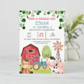 Red Barn Blue Tractor Boerderij Farmyard Birthday Kaart (Staand voorkant)