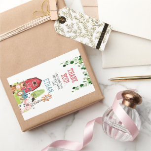 Red Barn Blue Tractor Boerderij Farmyard Birthday Rechthoekige Sticker