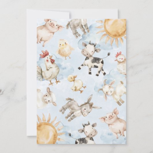 Red Barn Boerderij Animal Baby shower Invitation Kaart (Achterkant)