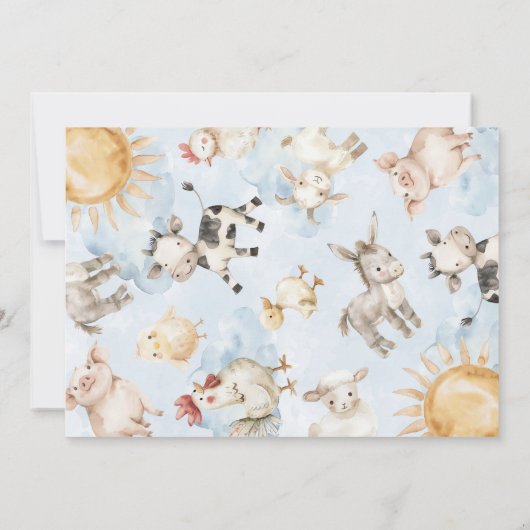 Red Barn Boerderij Animal Verjaardagsfeestuitnodig Kaart (Achterkant)