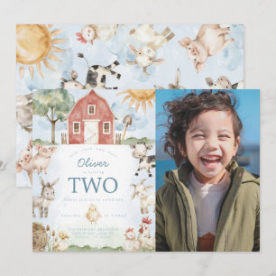 Red Barn Boerderij Animal Verjaardagsfeestuitnodig Kaart