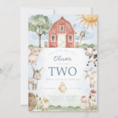 Red Barn Boerderij Animal Verjaardagsfeestuitnodig Kaart (Voorkant)