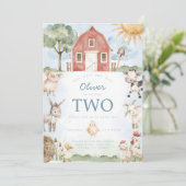 Red Barn Boerderij Animal Verjaardagsfeestuitnodig Kaart (Staand voorkant)