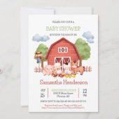Red Barn Boerderij Baby shower Uitnodigen Kaart (Voorkant)