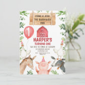 Red Barn Boerderij Barnyard Fun Birthday Invitatio Kaart (Staand voorkant)