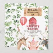 Red Barn Boerderij Barnyard Fun Birthday Invitatio Kaart (Voorkant / Achterkant)