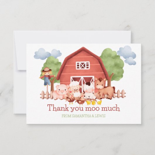 Red Barn Boerderij bedankkaart (Voorkant)