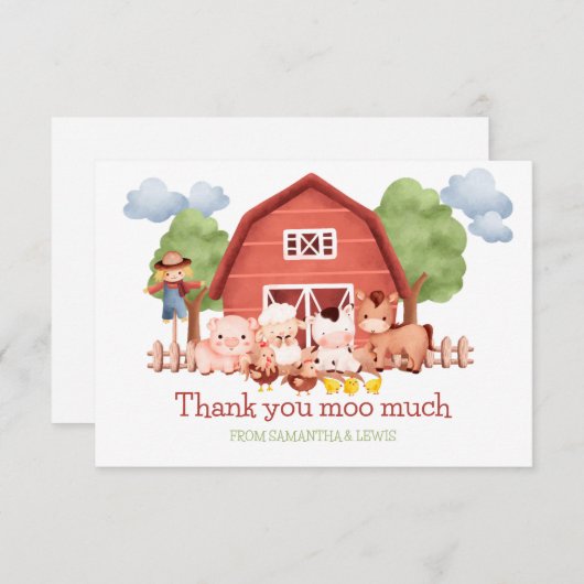 Red Barn Boerderij bedankkaart (Voorkant / Achterkant)