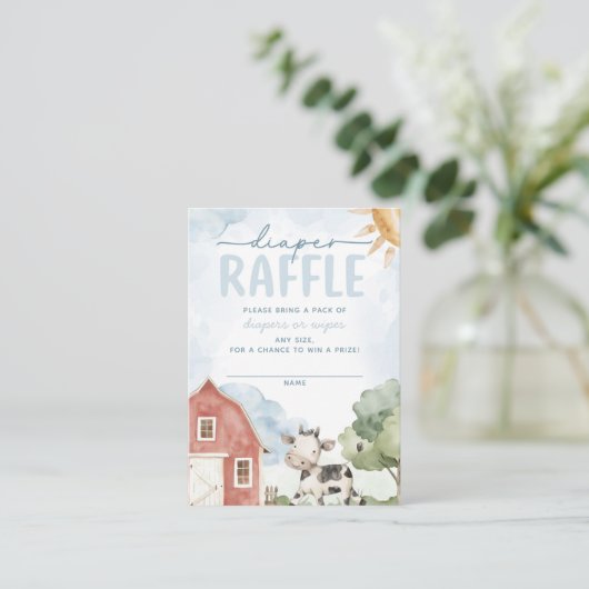 Red Barn Boerderij Dier Baby shower Luier Raffle Informatiekaartje (Staand voorkant)