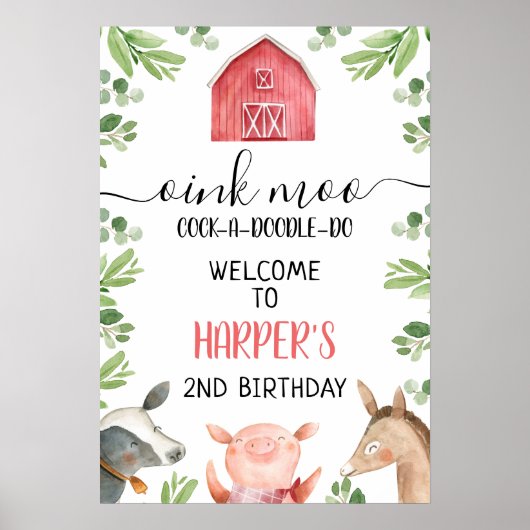 Red Barn Boerderij Foliage 18x26 Birthday Welcome  Poster (Voorkant)