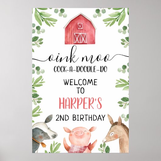 Red Barn Boerderij Foliage 24x36 Birthday Welcome  Poster (Voorkant)