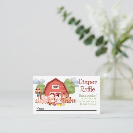 Red Barn Boerderij Luier Raffle Informatiekaartje (Staand voorkant)