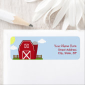 Red Barn Boerderij Verjaardagsfeestje Adresetikett Etiket (Insitu)