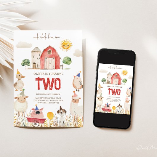 Red Barn Boerderij Verjaardagsuitnodiging Kaart