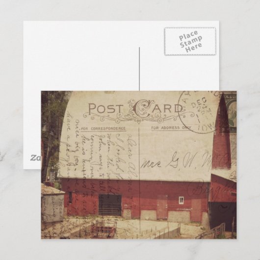 Red Barn Briefkaart Digital Art (Voorkant / Achterkant)