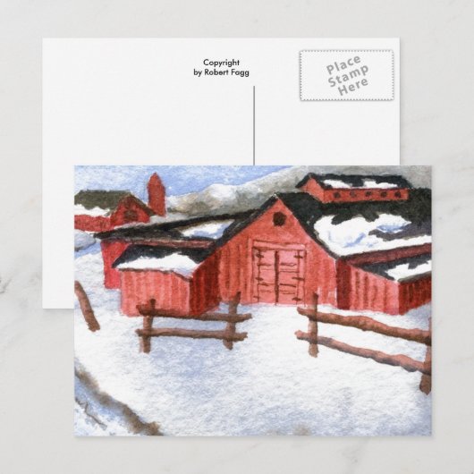 "Red Barn" Briefkaart voor landwegen (Voorkant / Achterkant)