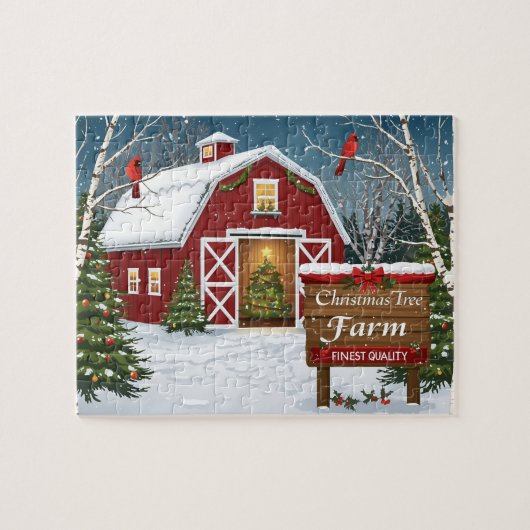 Red Barn Christmas Tree Farm Legpuzzel (Horizontaal)