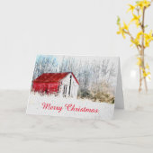 Red Barn Country Kerstmis Kaart (Gele Bloem)