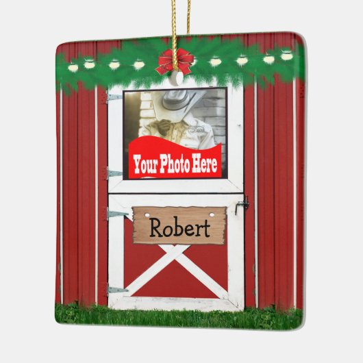 Red Barn Custom 2 Fotokerstversiering Keramisch Ornament (Links)