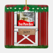 Red Barn Custom 2 Fotokerstversiering Keramisch Ornament (Achterkant)
