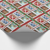 Red Barn deur 3 Foto Custom Country Holiday Cadeaupapier (Hoek)