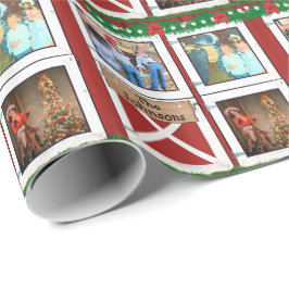 Red Barn deur 3 Foto Custom Country Holiday Cadeaupapier